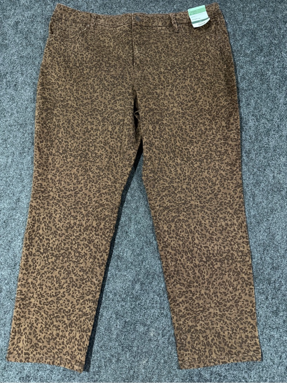 Women’s leopard print high rise straight leg jeans